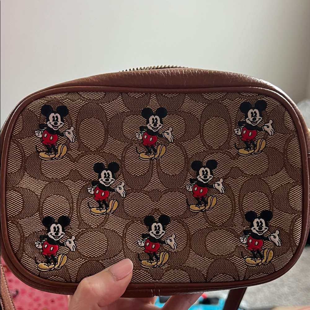 Coach Mickey Mouse Patterned Brown Camera Bag - image 1